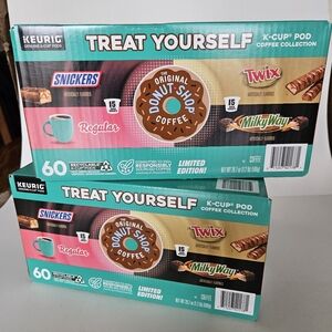 Original Donut Shop Coffee Snickers Twix Milky Way k pods - 2 boxes of 60